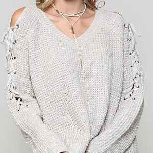NWT Criss Cross Cold Shoulder Sweater